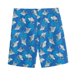 Cartoon Shark Pattern Print Men's Sports Shorts