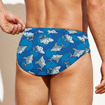 Cartoon Shark Pattern Print Men's Swim Briefs