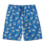 Cartoon Shark Pattern Print Men's Swim Trunks