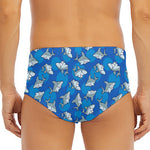 Cartoon Shark Pattern Print Men's Triangle Swim Briefs