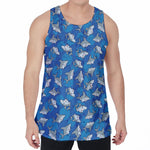 Cartoon Shark Pattern Print Men's Velvet Tank Top