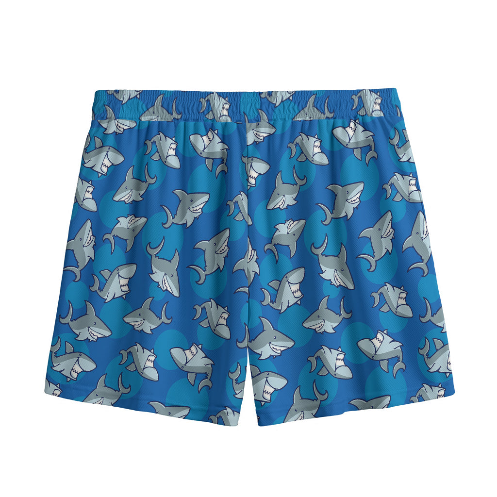 Cartoon Shark Pattern Print Mesh Shorts