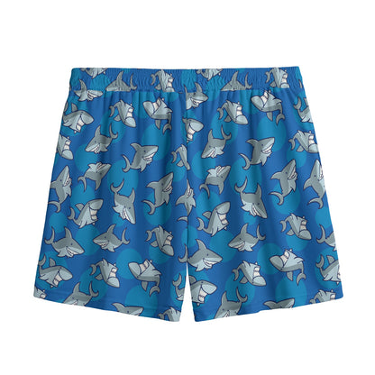 Cartoon Shark Pattern Print Mesh Shorts