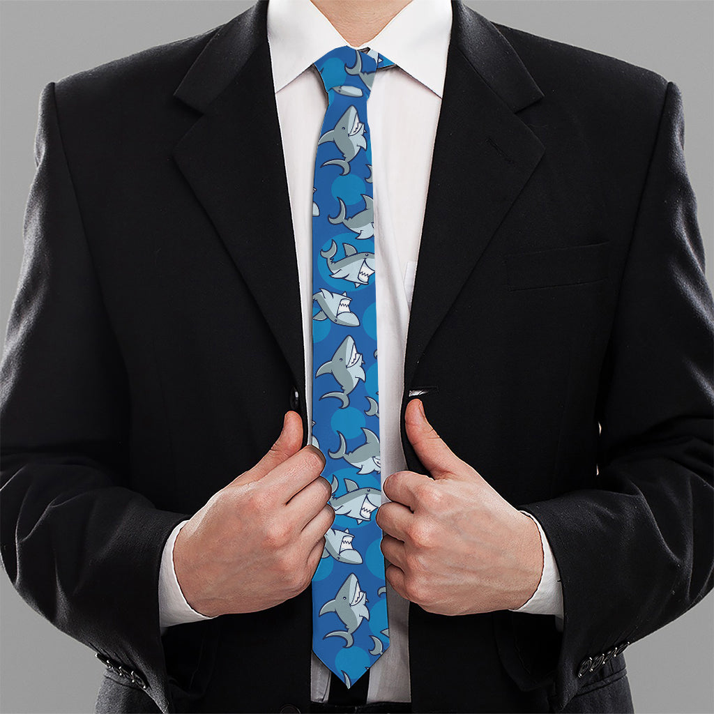 Cartoon Shark Pattern Print Necktie