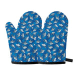 Cartoon Shark Pattern Print Oven Mitts