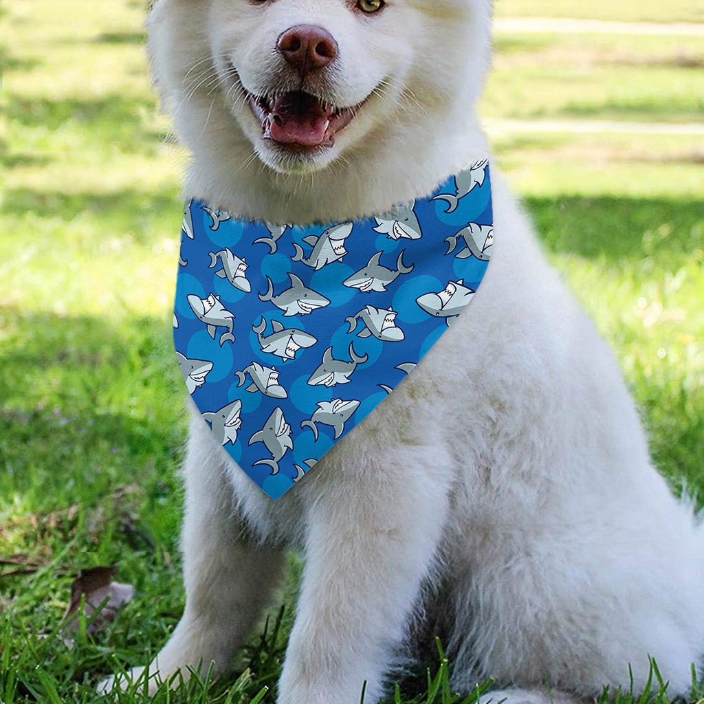 Cartoon Shark Pattern Print Over The Collar Dog Bandana