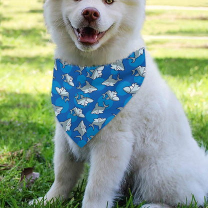 Cartoon Shark Pattern Print Over The Collar Dog Bandana