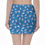 Cartoon Shark Pattern Print Pencil Mini Skirt