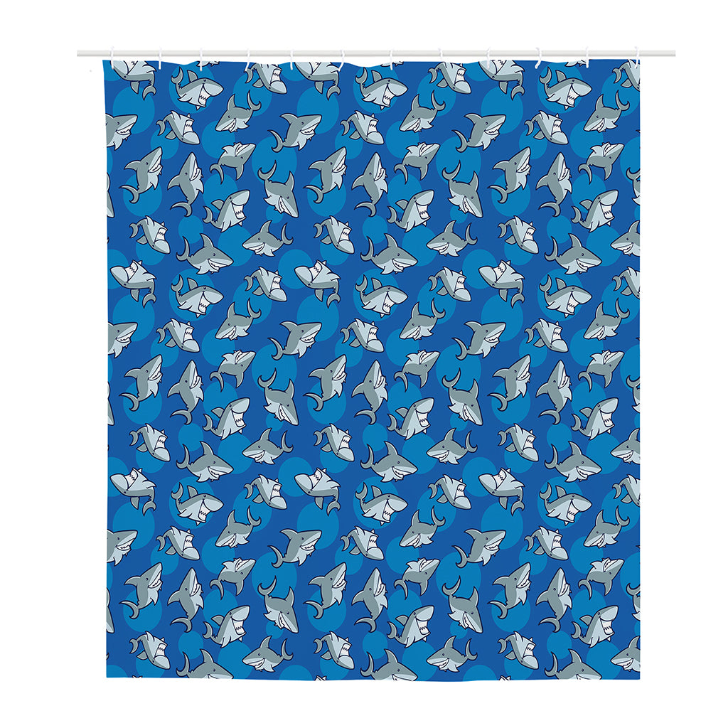 Cartoon Shark Pattern Print Polyester Shower Curtain