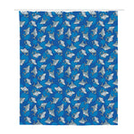 Cartoon Shark Pattern Print Polyester Shower Curtain