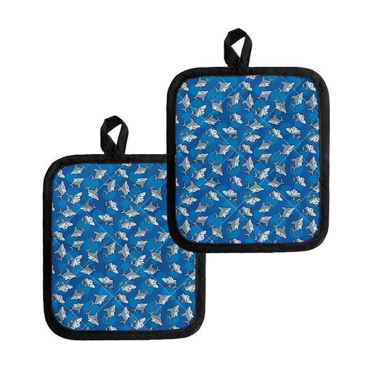 Cartoon Shark Pattern Print Pot Holders