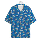 Cartoon Shark Pattern Print Rayon Hawaiian Shirt