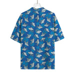 Cartoon Shark Pattern Print Rayon Hawaiian Shirt