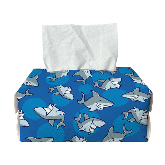 Cartoon Shark Pattern Print Rectangle Tissue Box Cover