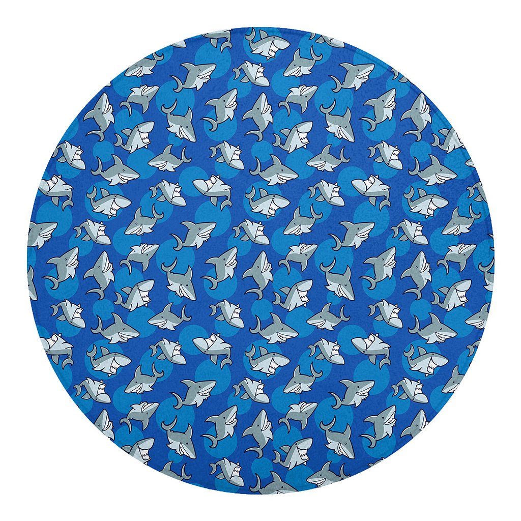 Cartoon Shark Pattern Print Round Blanket
