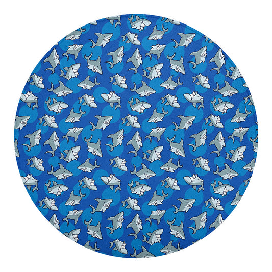 Cartoon Shark Pattern Print Round Blanket