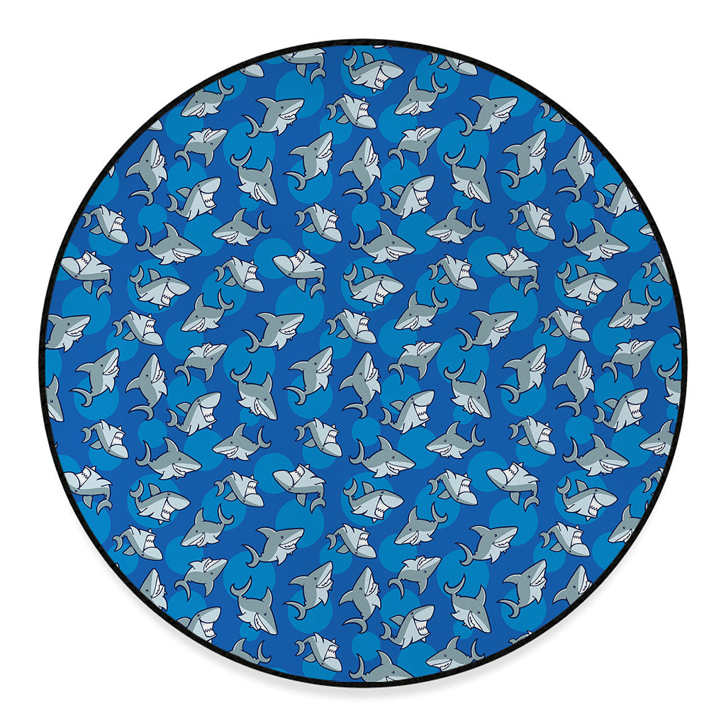 Cartoon Shark Pattern Print Round Floor Mat