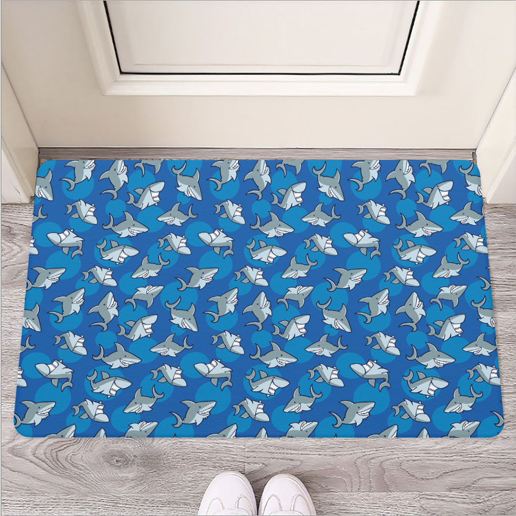 Cartoon Shark Pattern Print Rubber Doormat
