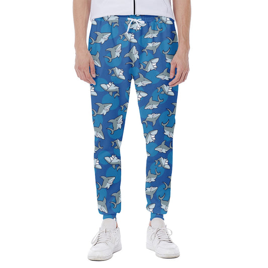 Cartoon Shark Pattern Print Scuba Joggers