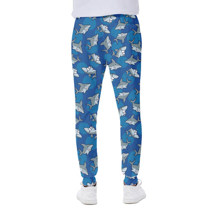 Cartoon Shark Pattern Print Scuba Joggers