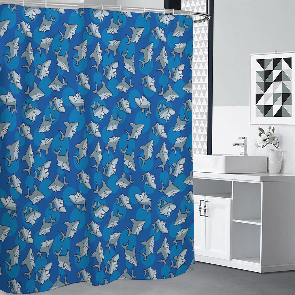 Cartoon Shark Pattern Print Shower Curtain