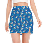 Cartoon Shark Pattern Print Side Slit Mini Skirt