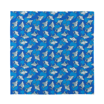 Cartoon Shark Pattern Print Silk Bandana
