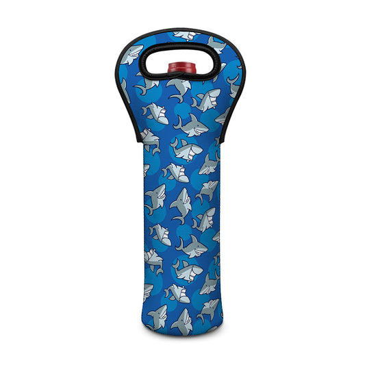 Cartoon Shark Pattern Print Single Neoprene Wine Tote