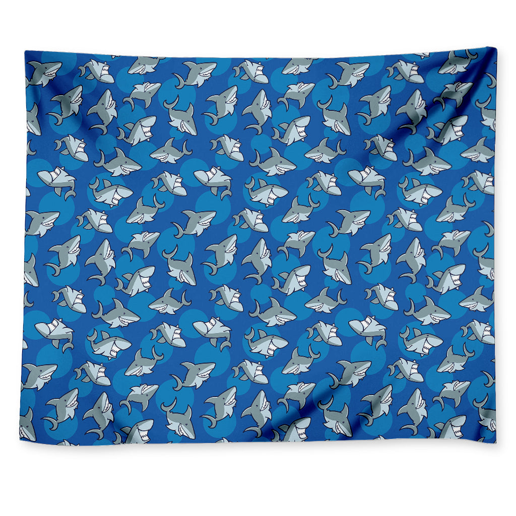 Cartoon Shark Pattern Print Tapestry