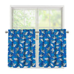 Cartoon Shark Pattern Print Tier Curtains