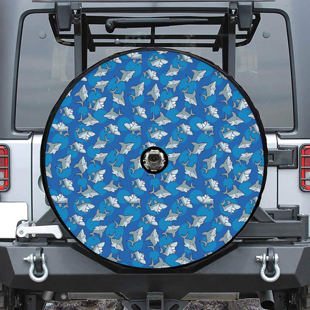 Cartoon Shark Pattern Print Tire Cover With Camera Hole