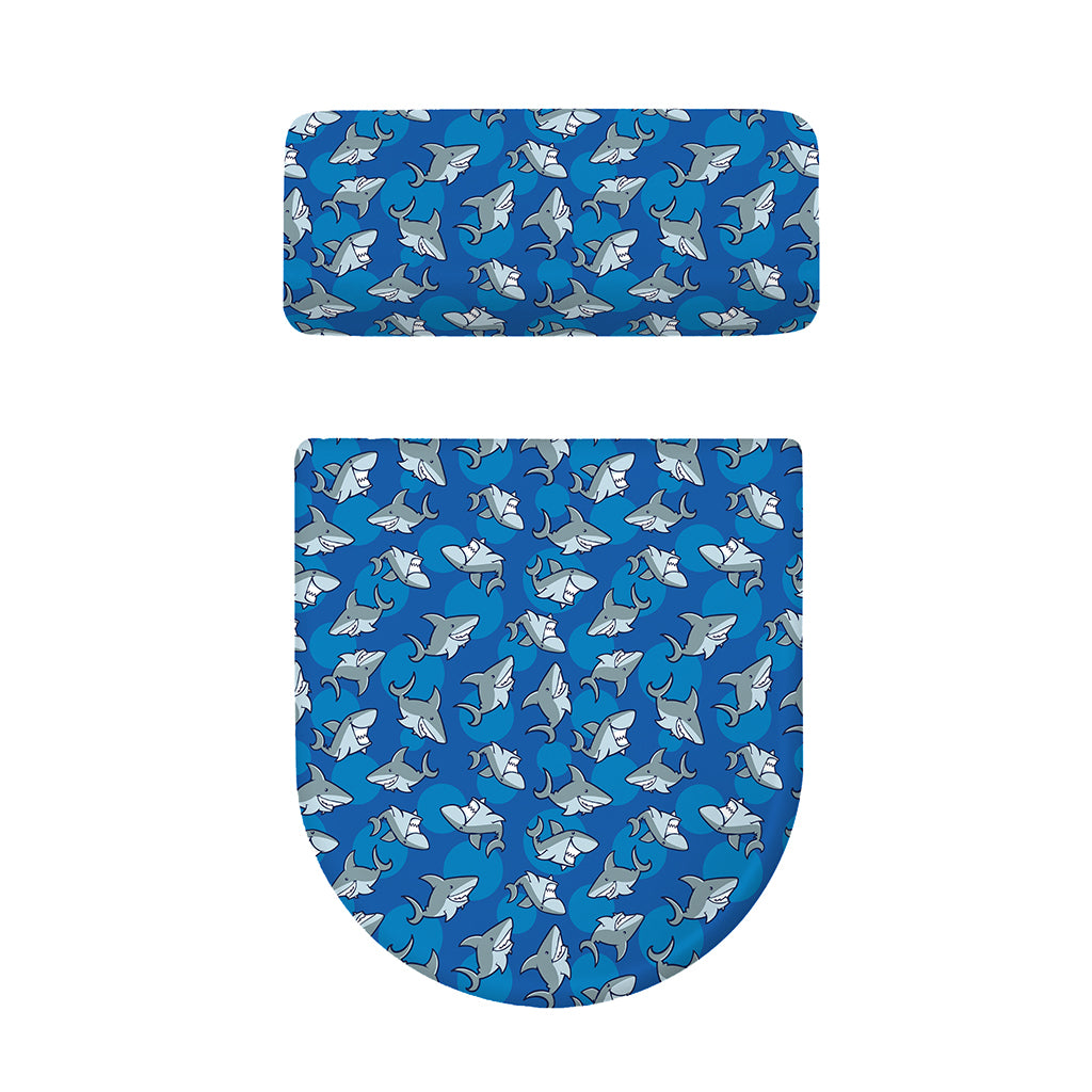 Cartoon Shark Pattern Print Toilet Lid And Tank Cover Set