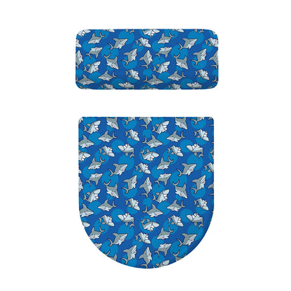 Cartoon Shark Pattern Print Toilet Lid And Tank Cover Set