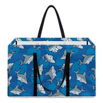 Cartoon Shark Pattern Print Utility Tote Bag