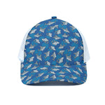 Cartoon Shark Pattern Print White Mesh Trucker Cap