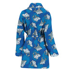 Cartoon Shark Pattern Print Women's Bathrobe