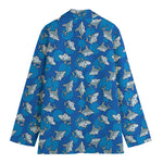 Cartoon Shark Pattern Print Women's Blazer