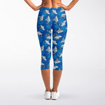 Cartoon Shark Pattern Print Women's Capri Leggings