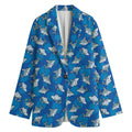 Cartoon Shark Pattern Print Women's Cotton Blazer