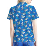 Cartoon Shark Pattern Print Women's Polo Shirt