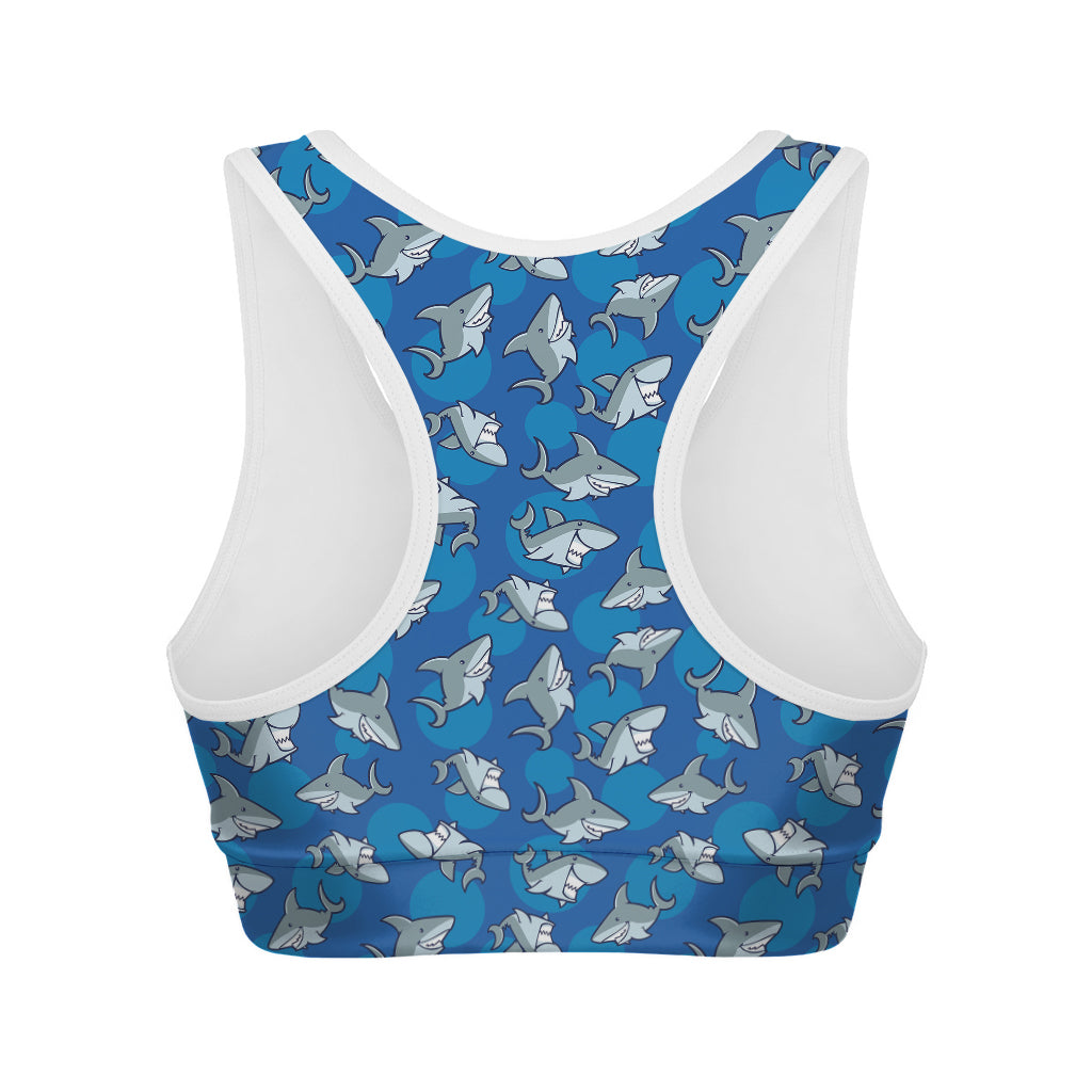 Cartoon Shark Pattern Print Women's Sports Bra