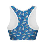 Cartoon Shark Pattern Print Women's Sports Bra