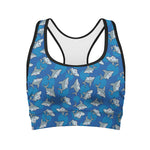 Cartoon Shark Pattern Print Women's Sports Bra