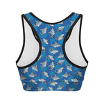 Cartoon Shark Pattern Print Women's Sports Bra