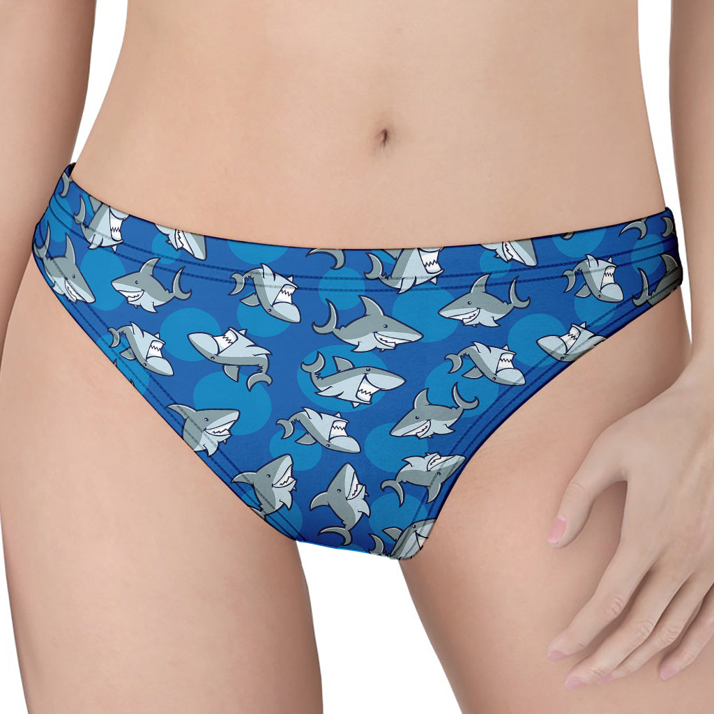 Cartoon Shark Pattern Print Women's Thong