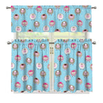 Cartoon Sheep Pattern Print 3 Piece Kitchen Curtains