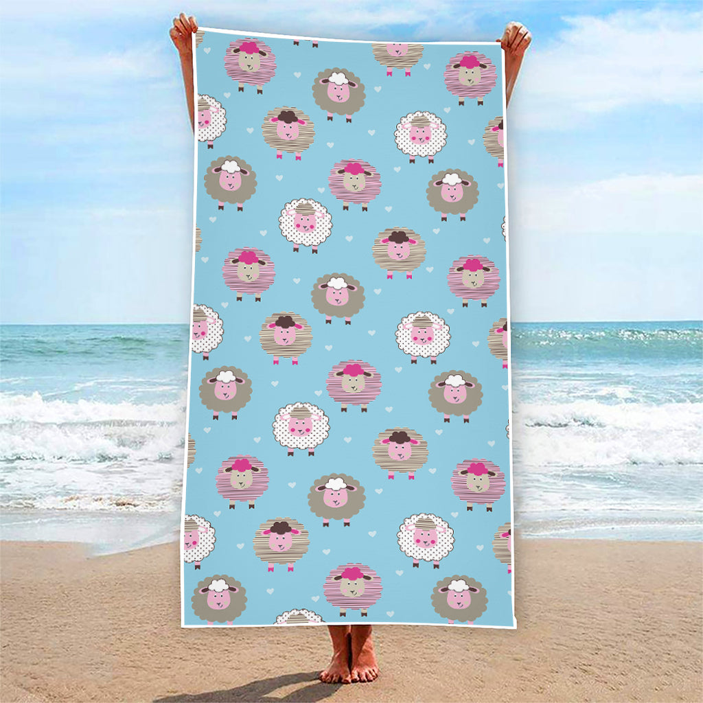 Cartoon Sheep Pattern Print Beach Towel