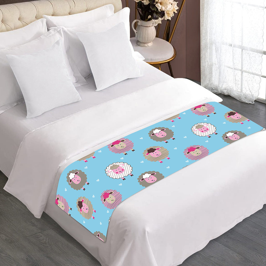 Cartoon Sheep Pattern Print Bed Runner