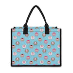 Cartoon Sheep Pattern Print Canvas Tote Bag