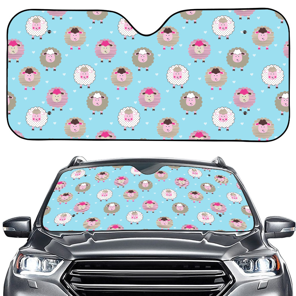 Cartoon Sheep Pattern Print Car Windshield Sun Shade